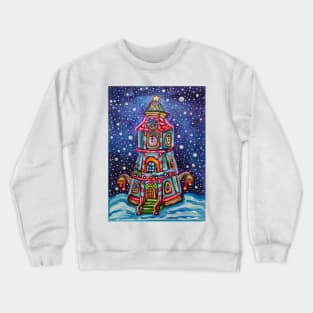 Vintage Christmas Clock Tower Painting Crewneck Sweatshirt